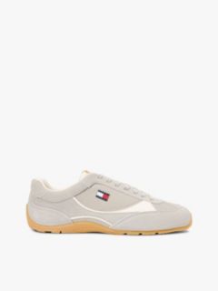 Suede Mixed Texture Archive Runner Trainers — Beige 1