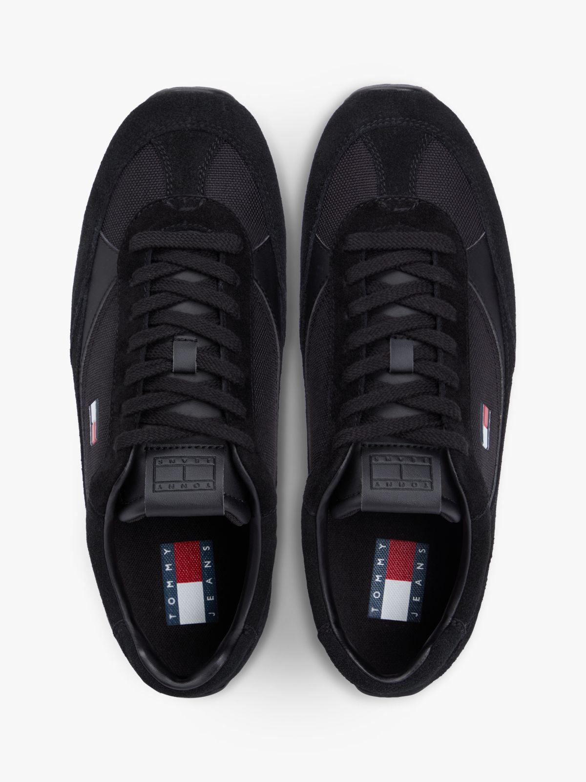 Suede Mixed Texture Archive Runner Trainers — Black