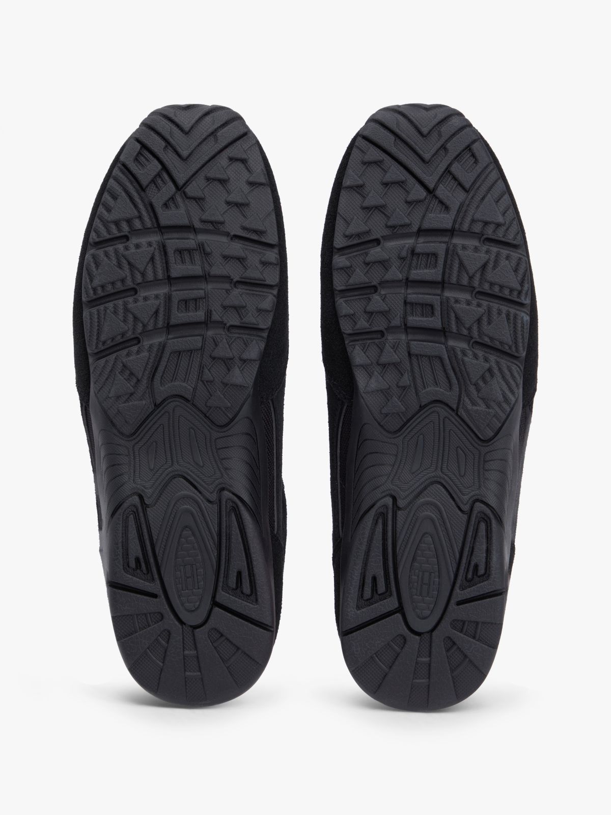 Suede Mixed Texture Archive Runner Trainers — Black