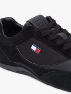 Suede Mixed Texture Archive Runner Trainers — Black 6