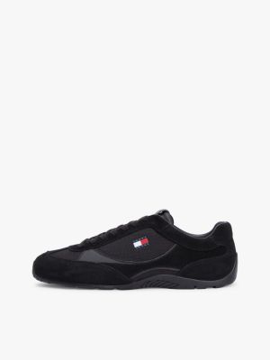 sneakers running archive in camoscio nero da uomini tommy jeans