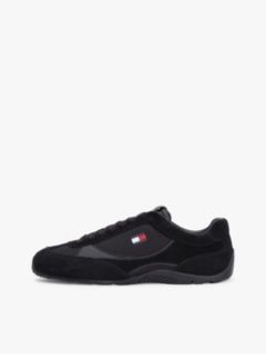 Suede Mixed Texture Archive Runner Trainers — Black 7