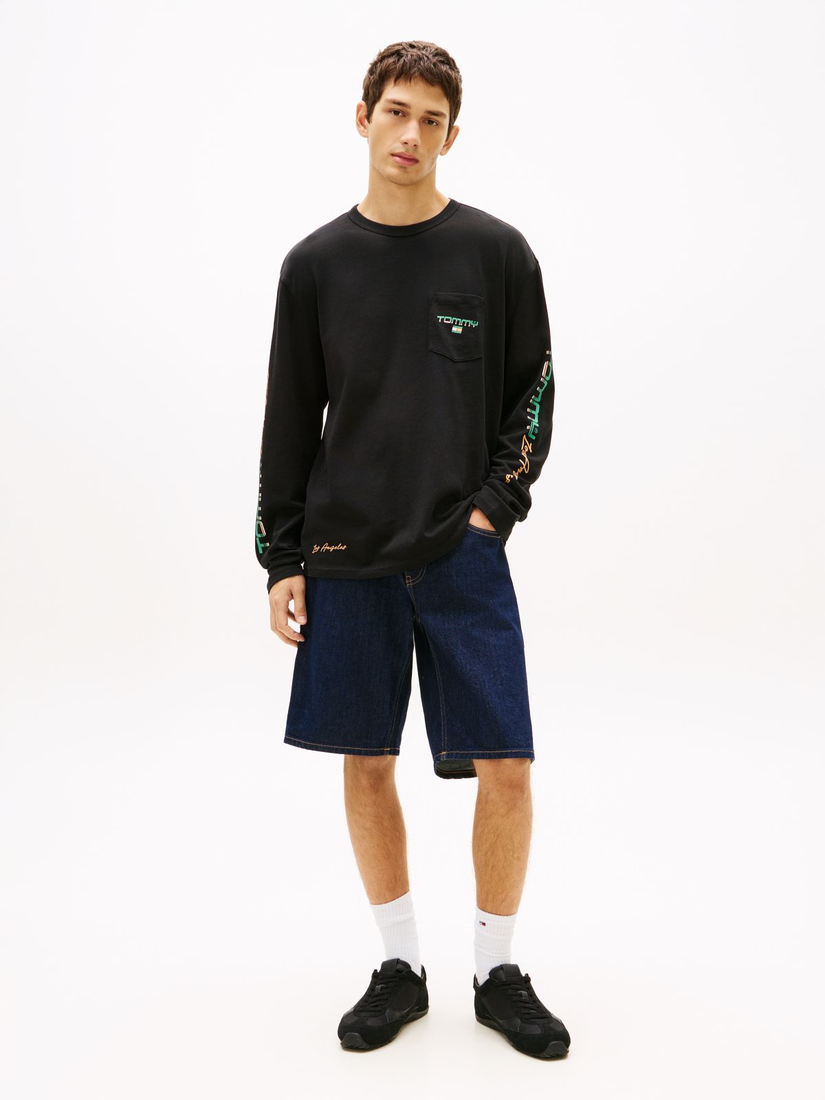 Suede Mixed Texture Archive Runner Trainers — Black
