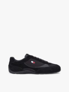 Suede Mixed Texture Archive Runner Trainers — Black 1