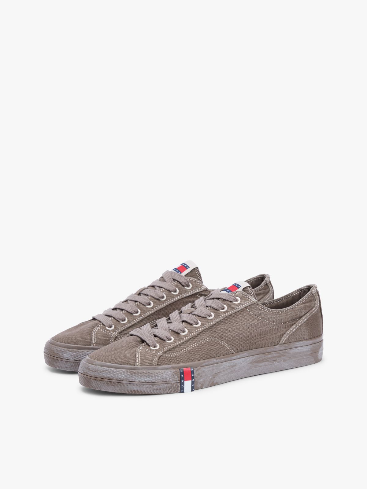 Archive Flag Stripe Washed Canvas Trainers — Brown