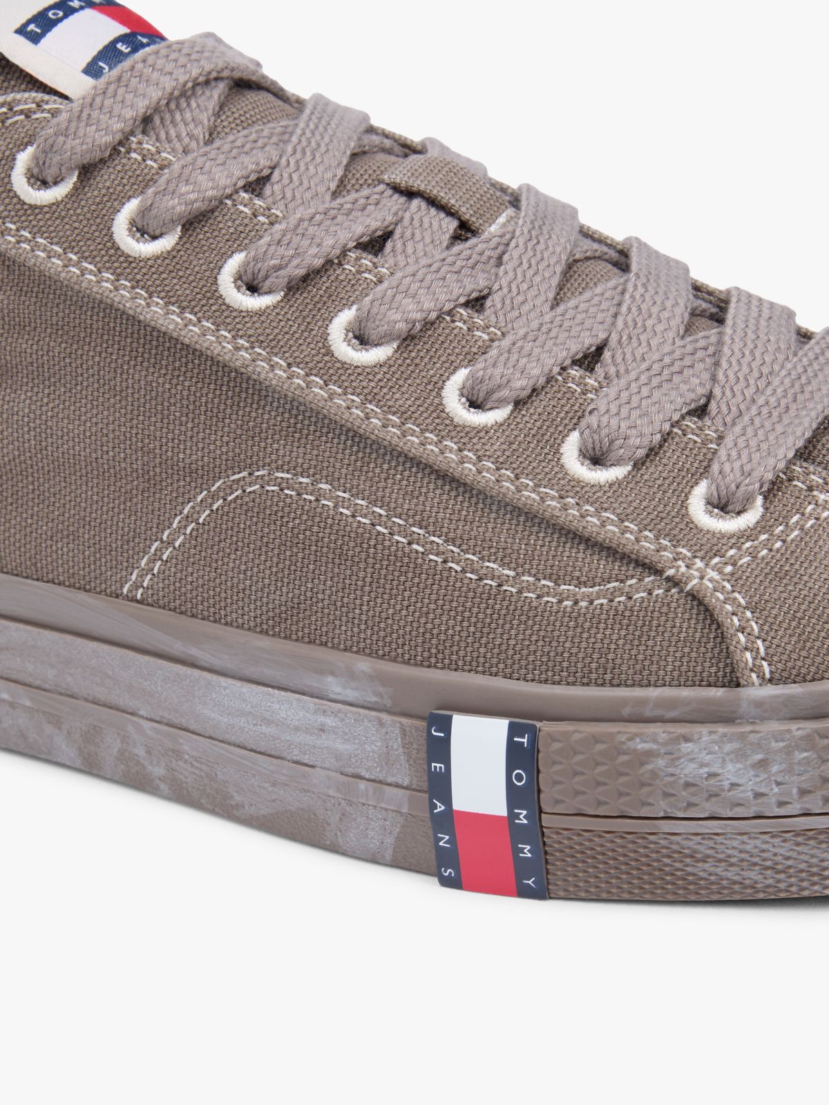 Archive Flag Stripe Washed Canvas Trainers — Brown