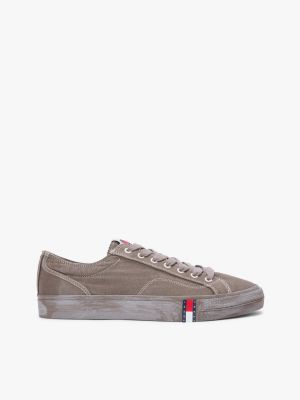 sneakers running archive in canvas washed brown da uomini tommy jeans