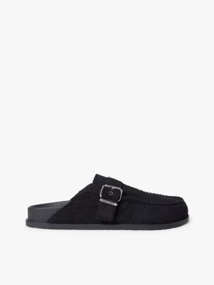 black getextureerde loafer-muiltjes van suède voor heren - tommy jeans