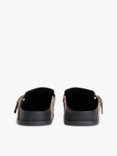 Textured Washed Suede Loafer Mules — Brown 4