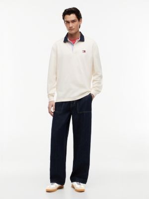 white the greenwich logo leather trainers for men tommy jeans