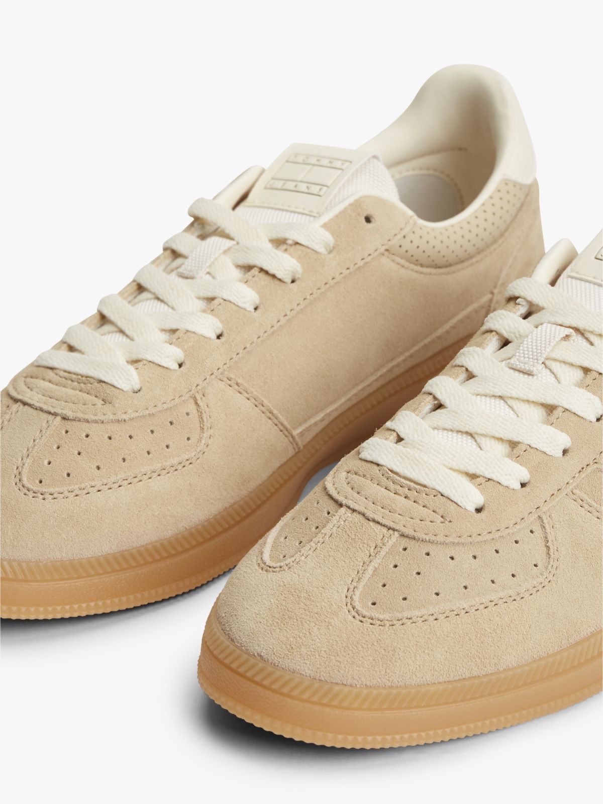 The Greenwich Metallic Logo Suede Trainers — Beige
