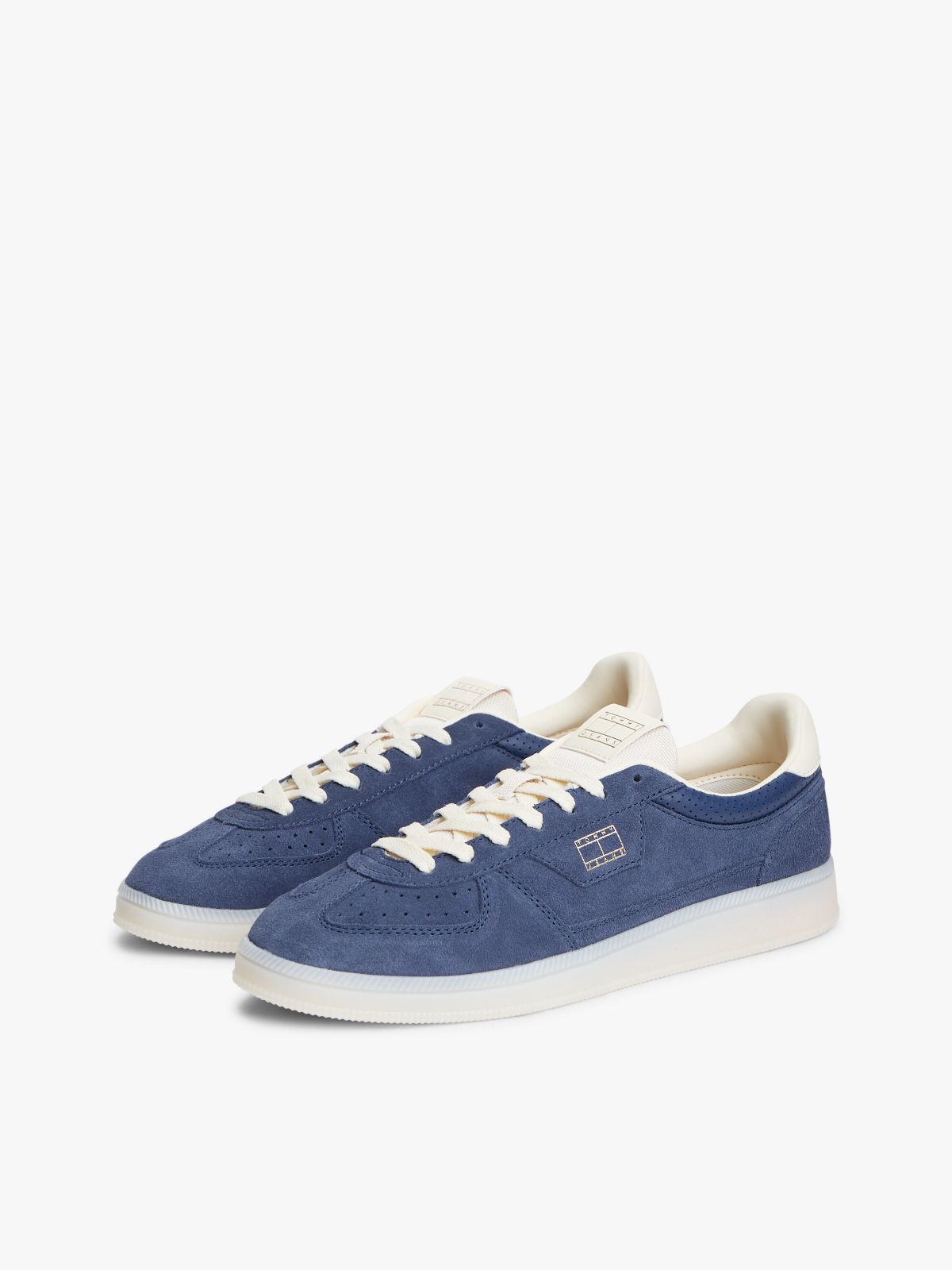 The Greenwich Metallic Logo Suede Trainers — Blue