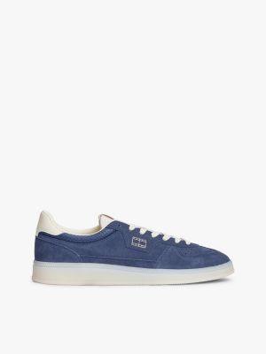 blue the greenwich wildleder-sneaker mit metallic-logo für herren - tommy jeans