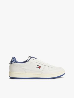zapatillas de piel con estampado estilo bandana multi de hombres tommy jeans
