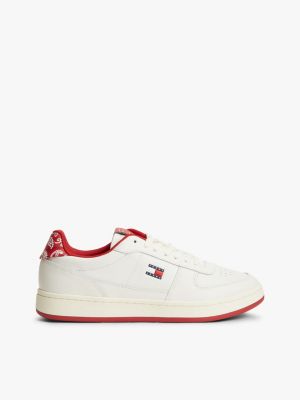 zapatillas de piel con estampado estilo bandana multi de hombres tommy jeans