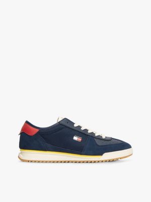 blue retro-sneaker aus leder mit strukturmix für herren - tommy jeans