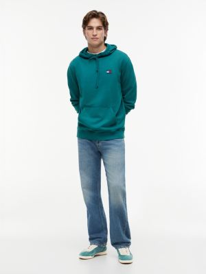 green retro leather mixed texture serrated trainers for men tommy jeans