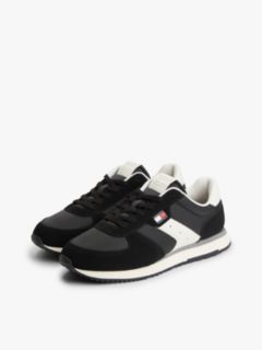 Suede Mixed Texture Trainers — Black 2