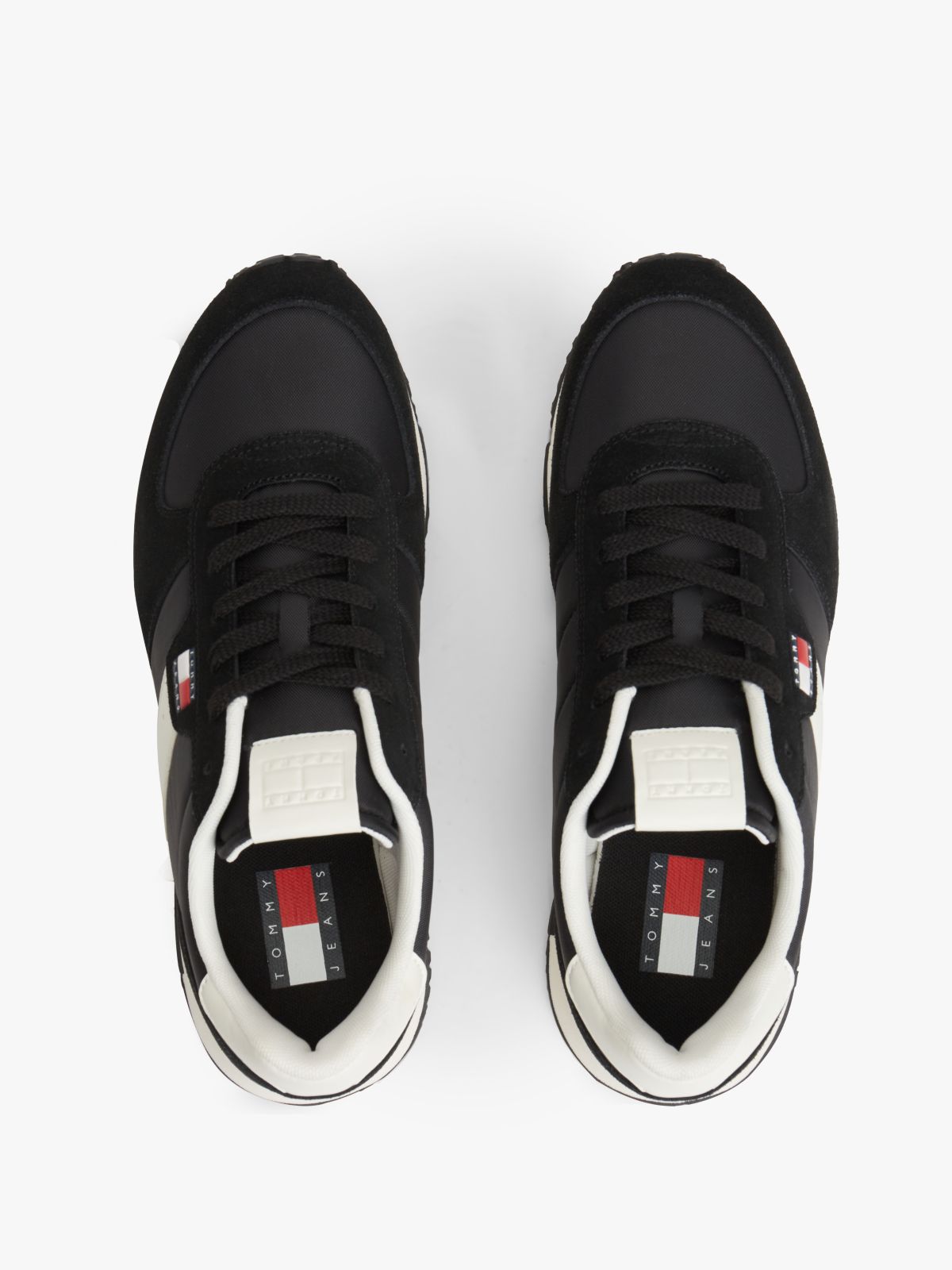 Suede Mixed Texture Trainers — Black
