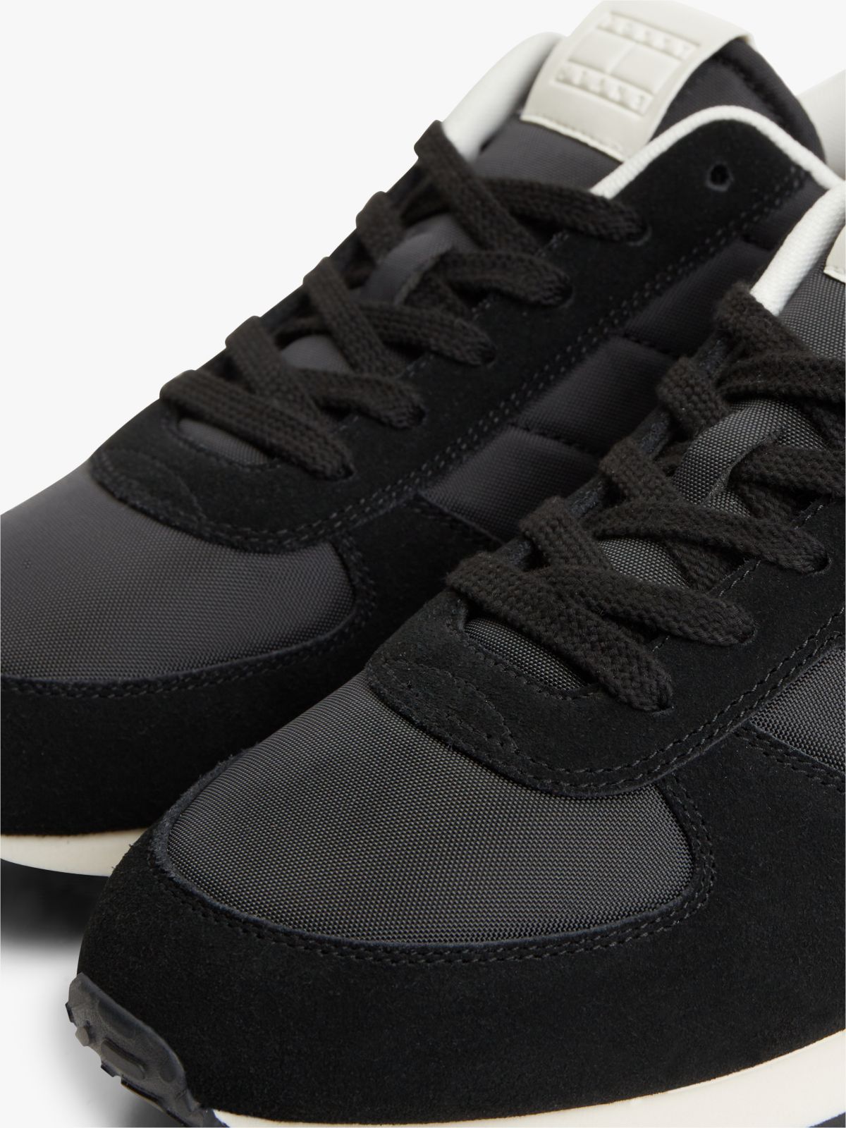 Suede Mixed Texture Trainers — Black