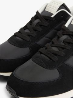 Suede Mixed Texture Trainers — Black 6