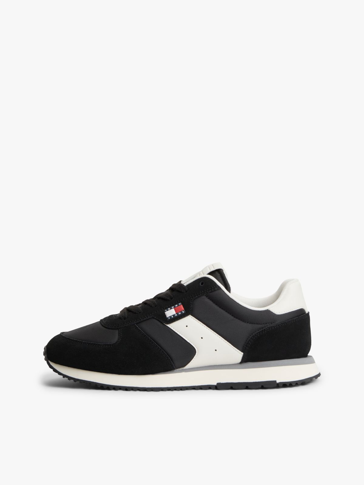 Suede Mixed Texture Trainers — Black