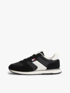 Suede Mixed Texture Trainers — Black 7