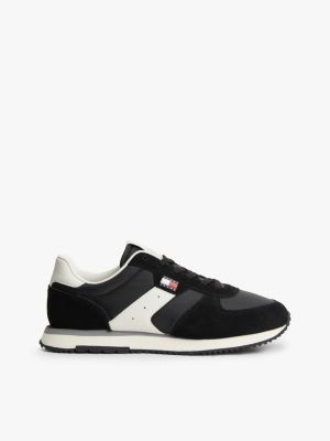 black suede mixed texture trainers for men tommy jeans