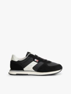 Suede Mixed Texture Trainers — Black 1