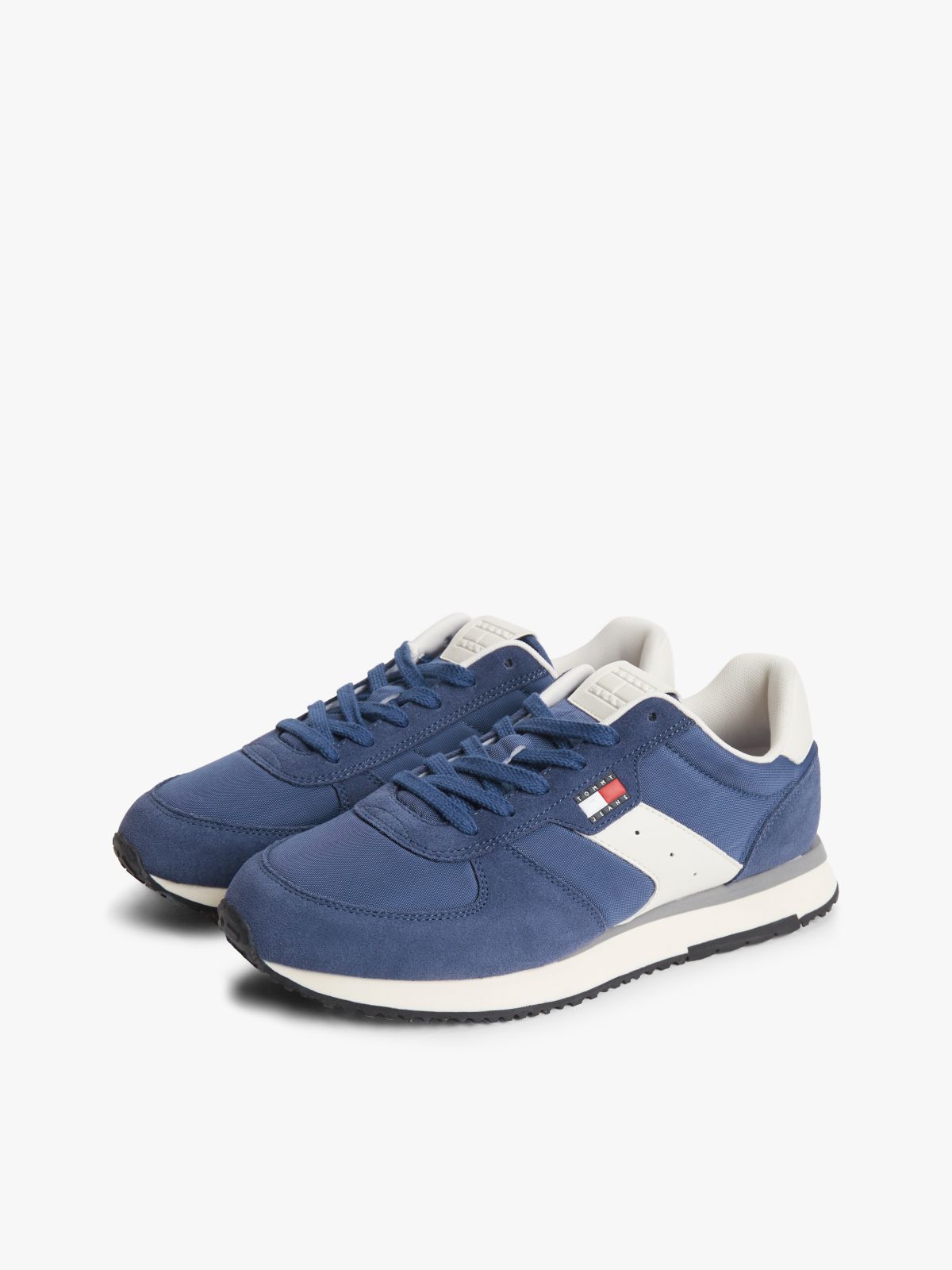 Suede Mixed Texture Trainers — Blue