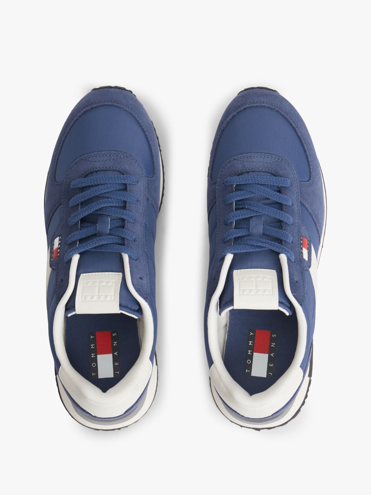 Suede Mixed Texture Trainers — Blue