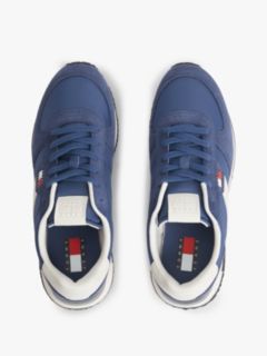 Suede Mixed Texture Trainers — Blue 3
