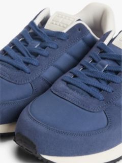 Suede Mixed Texture Trainers — Blue 6