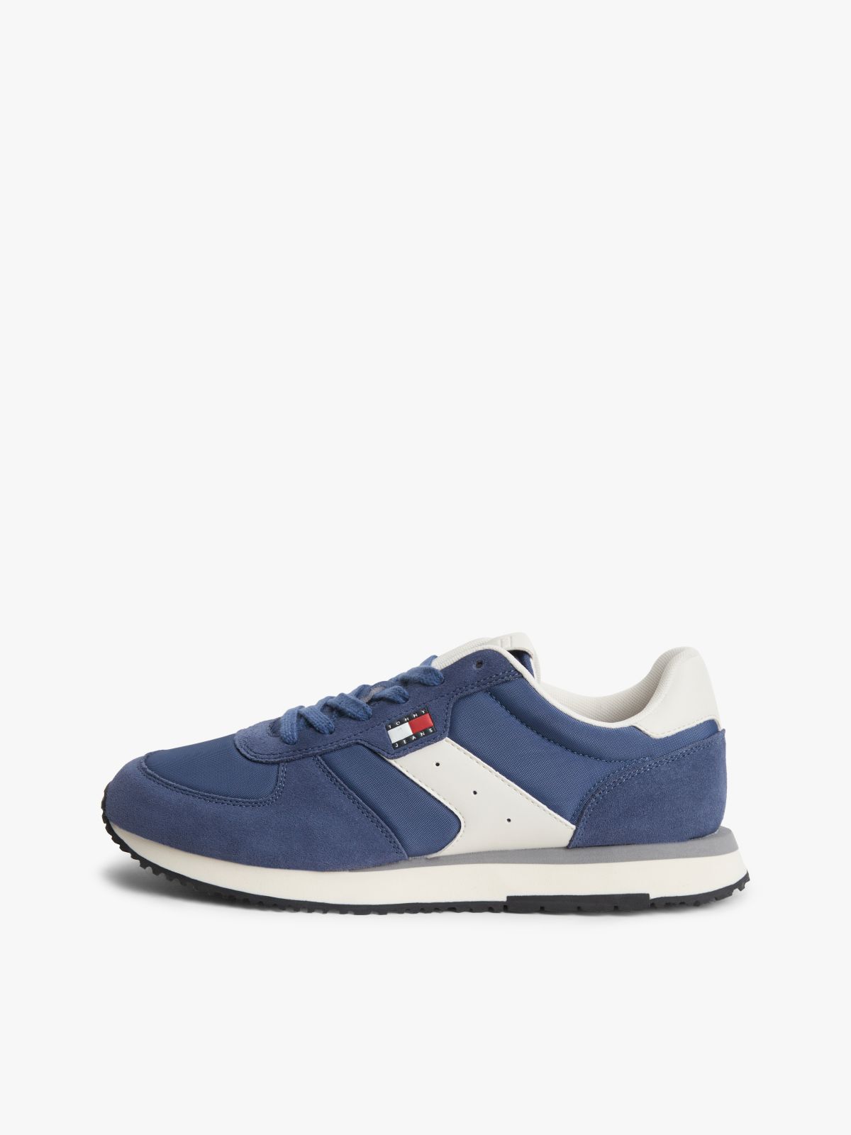 Suede Mixed Texture Trainers — Blue
