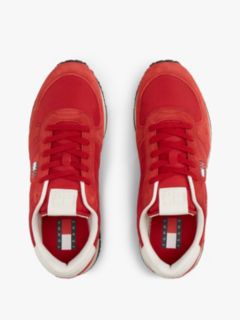 Suede Mixed Texture Trainers — Red 3