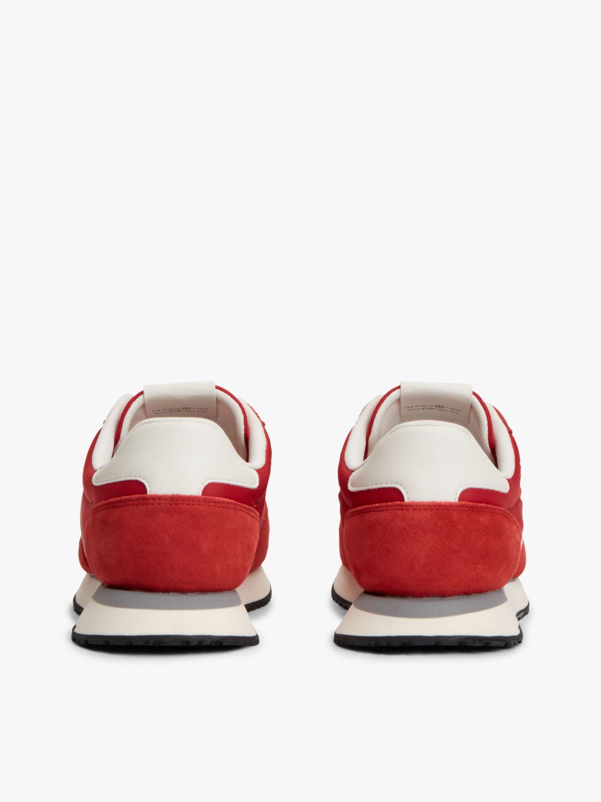 Suede Mixed Texture Trainers — Red