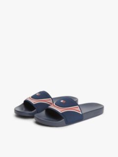Logo Strap Pool Slides — Blue 2