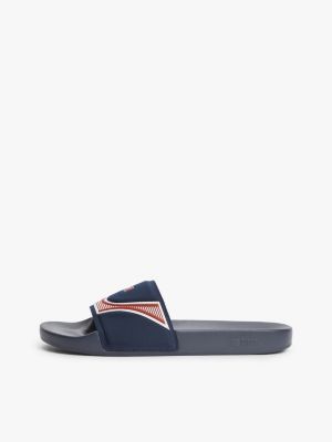 blau badeschuh mit logo-riemen für herren - tommy jeans