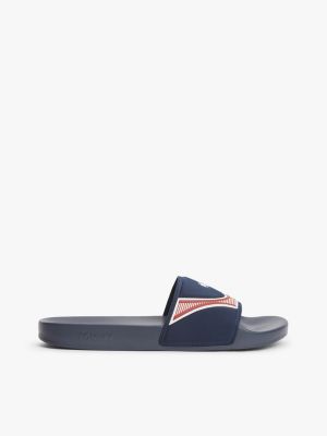 blue logo strap pool slides for men tommy jeans