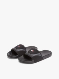 Logo Strap Pool Slides — Black 2