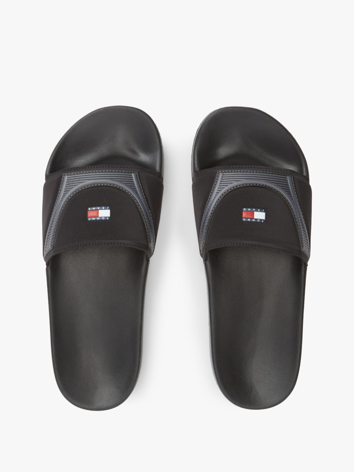 Logo Strap Pool Slides — Black
