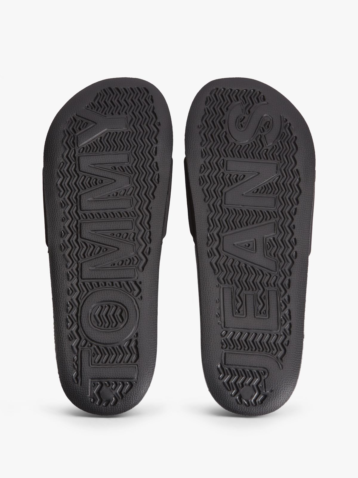 Logo Strap Pool Slides — Black