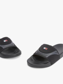 Logo Strap Pool Slides — Black 6