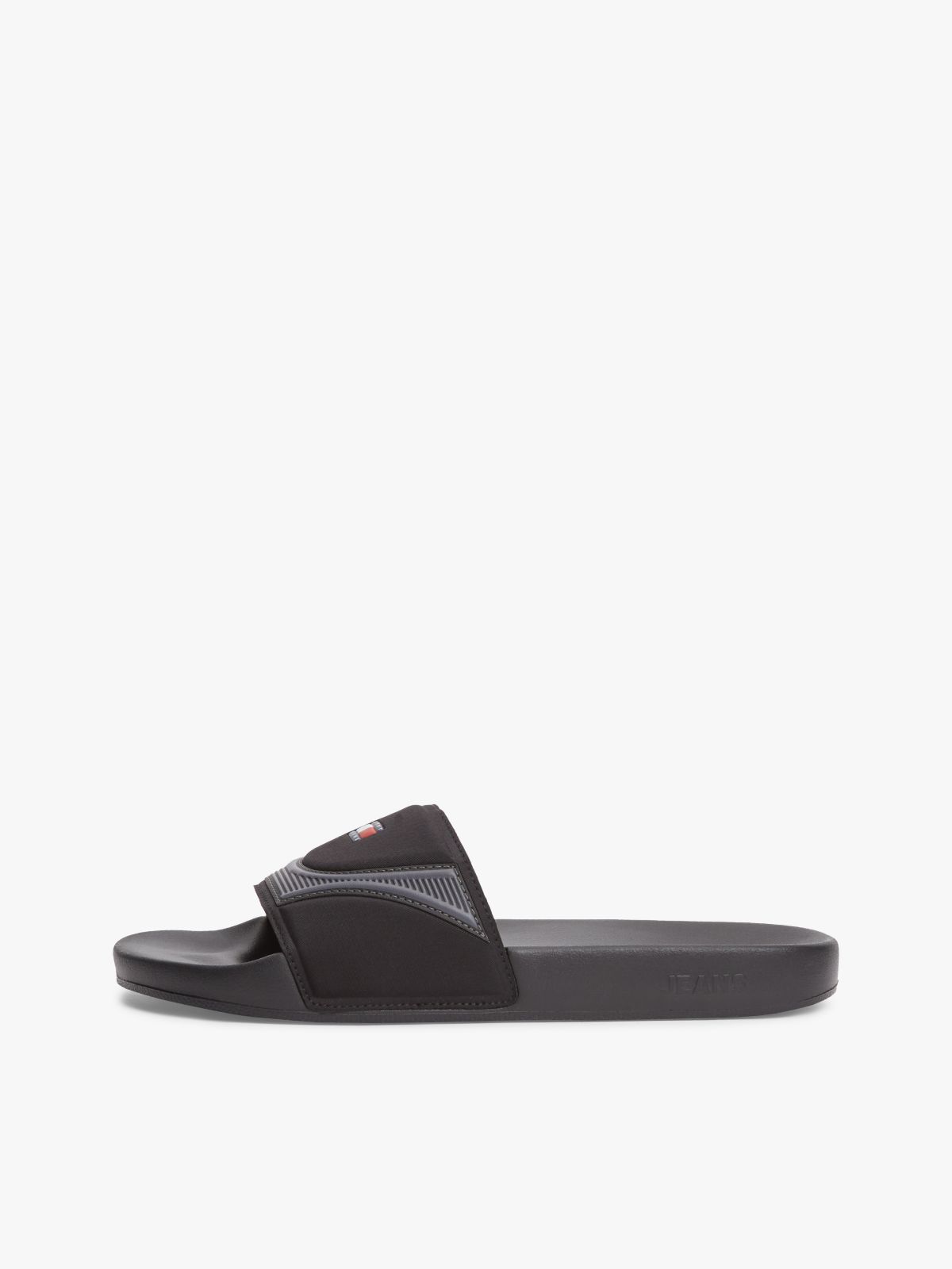 Logo Strap Pool Slides — Black
