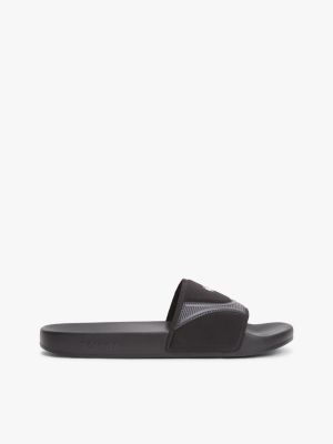 black logo strap pool slides for men tommy jeans