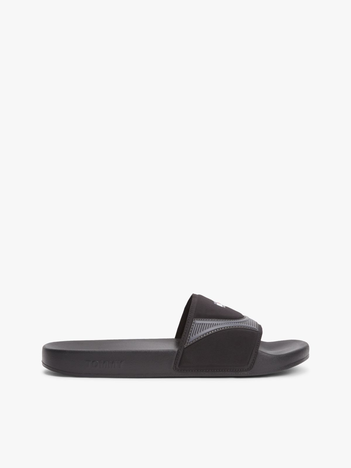 Logo Strap Pool Slides — Black