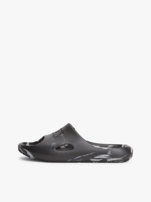claquettes marbrées finement crantées à découpe noir pour hommes tommy jeans