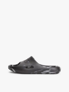 Embossed Fine Cleat Cutout Marbled Slides — Black 7