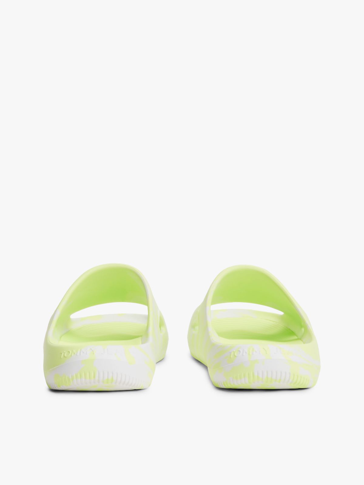 Embossed Fine Cleat Cutout Marbled Slides — Green