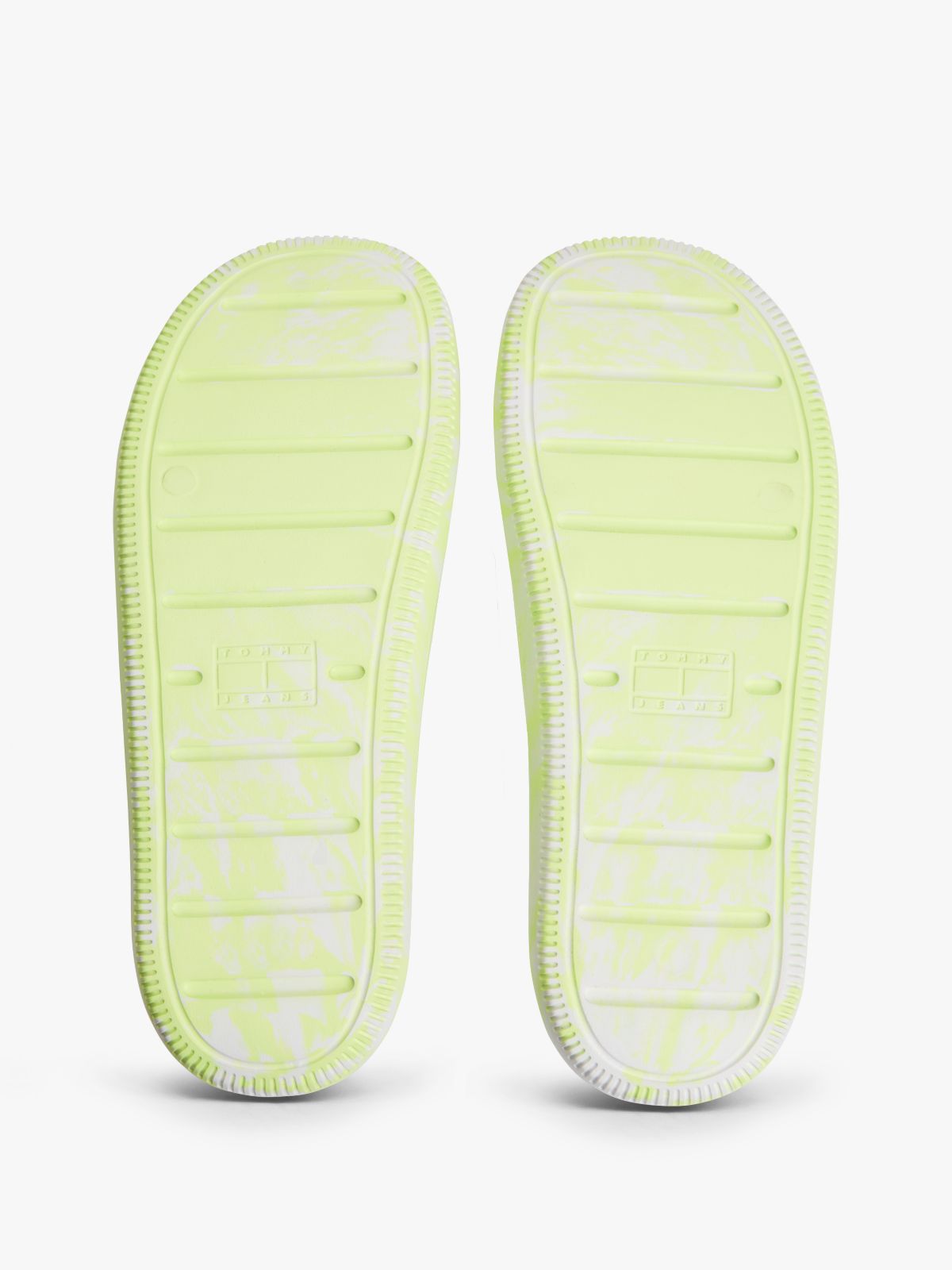 Embossed Fine Cleat Cutout Marbled Slides — Green